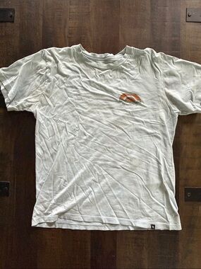 Rip Curl White Short-Sleeve Tee with Small Orange Graphic